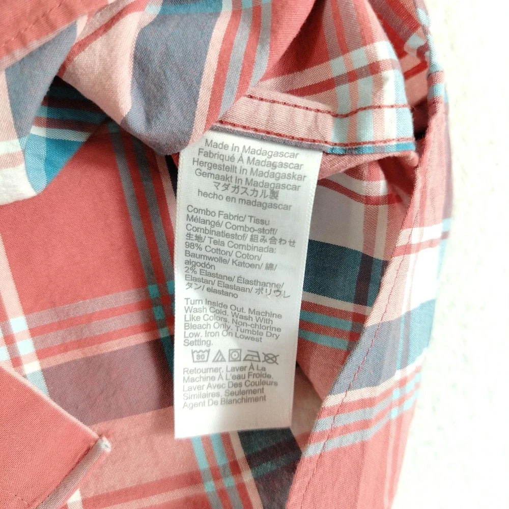 J Crew Shirt Mens Medium Red Blue Plaid‎ Classic Flex Washed Button Down Casual